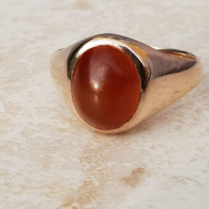 Cabochon Carnelian Signet Ring in 9ct Gold, a UK L 1/2 or a US 6 1/2 ...