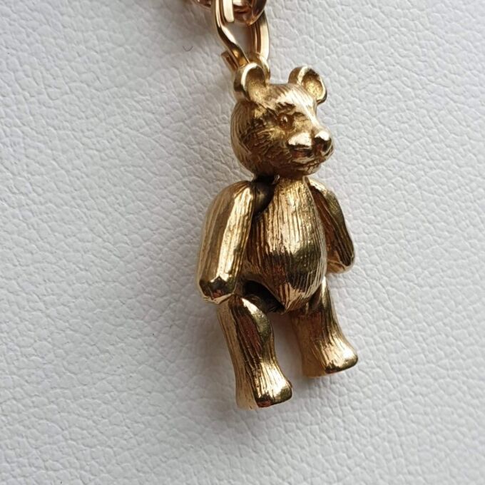 Articulated Teddy Bear Pendant In 9ct gold Gems Afire Vintage