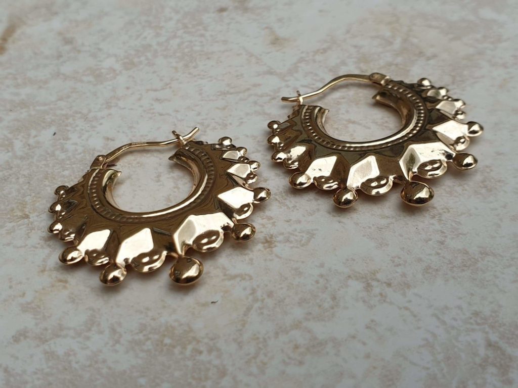 Gypsy Style Creole Earrings in 9ct Gold. - Gems Afire - Preloved ...