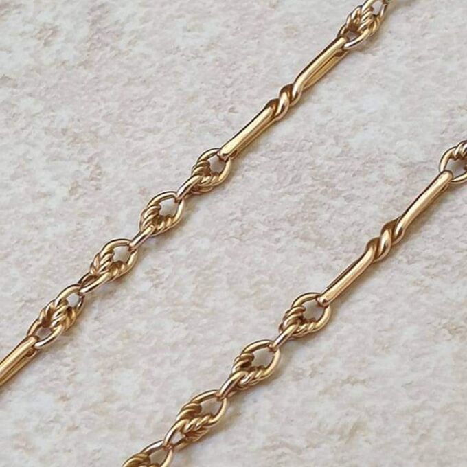 Antique Fancy Link Paperclip Chain Necklace in 9ct Gold, 18 inches