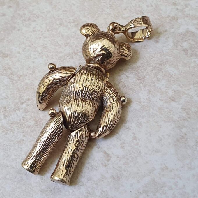 Articulated Teddy Bear Pendant in 9ct Gold Gems Afire Vintage
