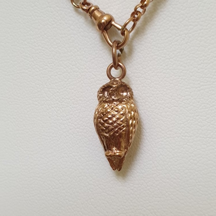 Reserved Heavyweight Owl Pendant In 9ct Gold Gems Afire Vintage