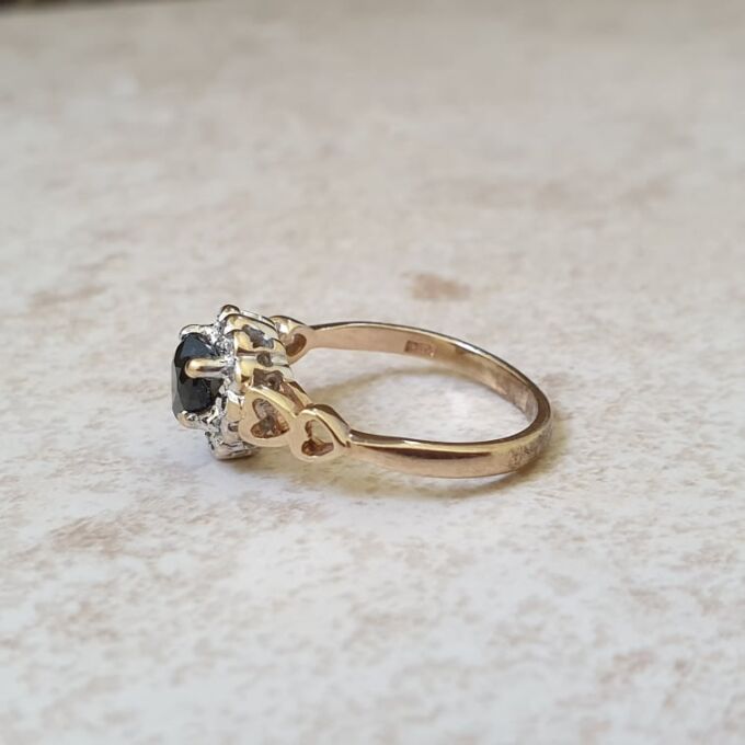 Heart Shaped Sapphire and Diamond Ring in 9ct Gold - Gems Afire ...