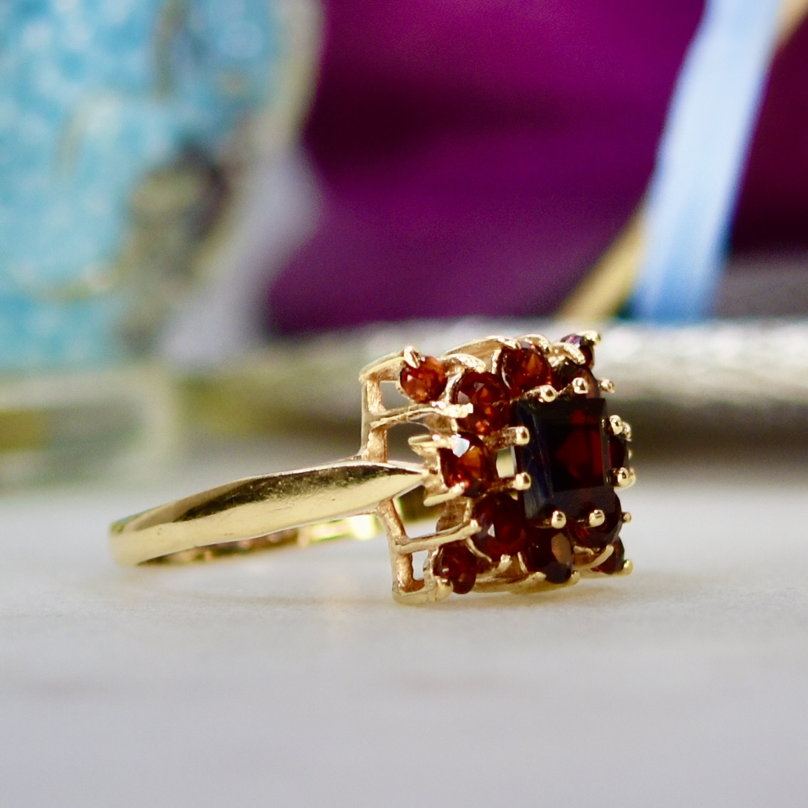 Red Garnet Ring | Pear Shaped | 18K Rose Gold Vermeil