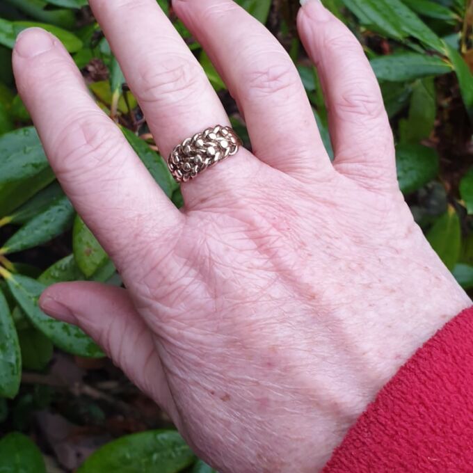 Keeper Ring in 9ct Gold Gems Afire Vintage Jewellery UK