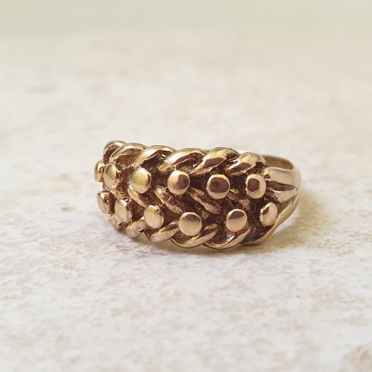 Keeper Ring in 9ct Gold Gems Afire Vintage Jewellery UK