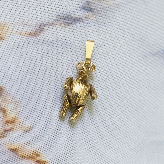 Small 9ct Yellow Gold Teddy Bear Charm - Perfect For Baby Bracelets