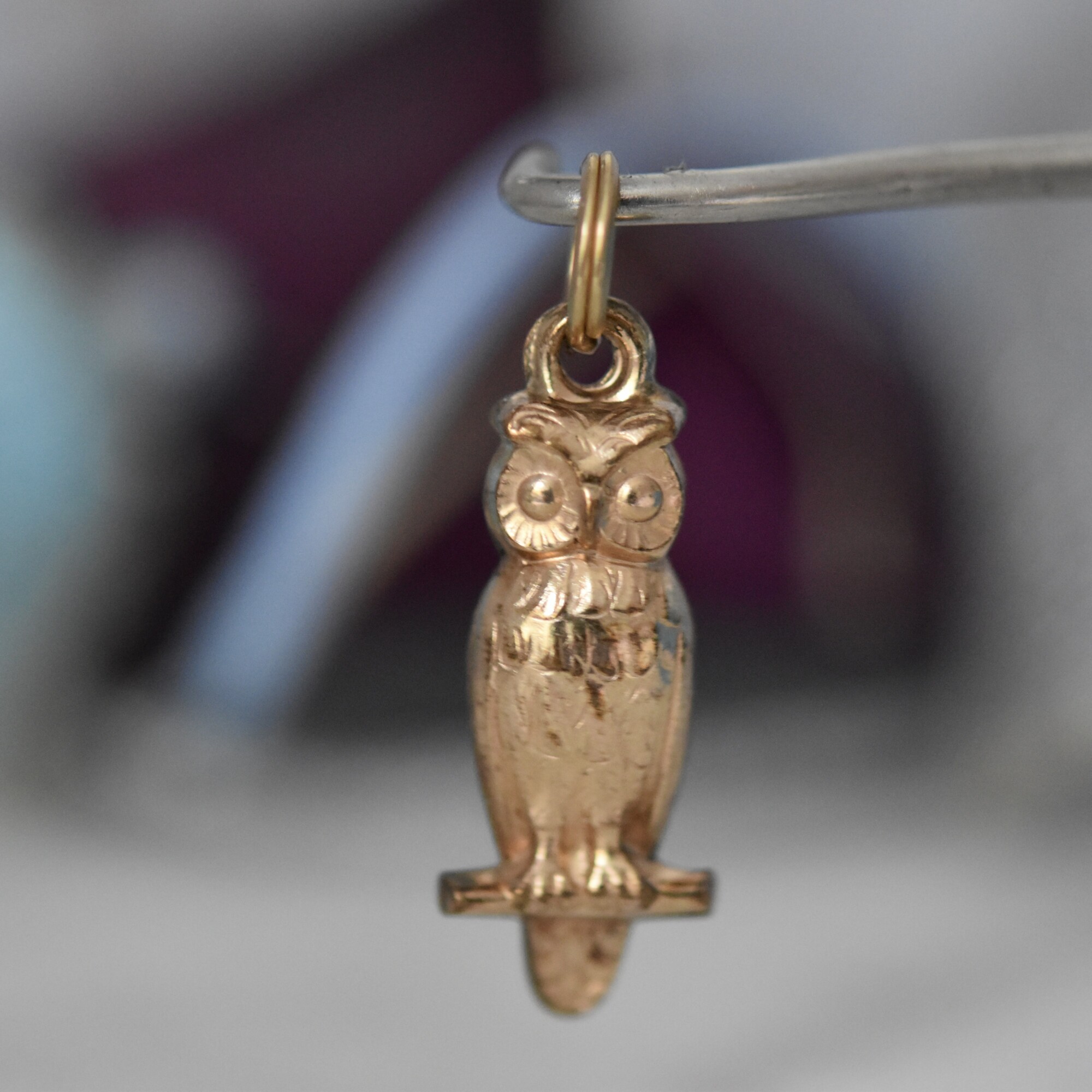 Owl Pendant In 9ct Gold Gems Afire Vintage Jewellery Uk