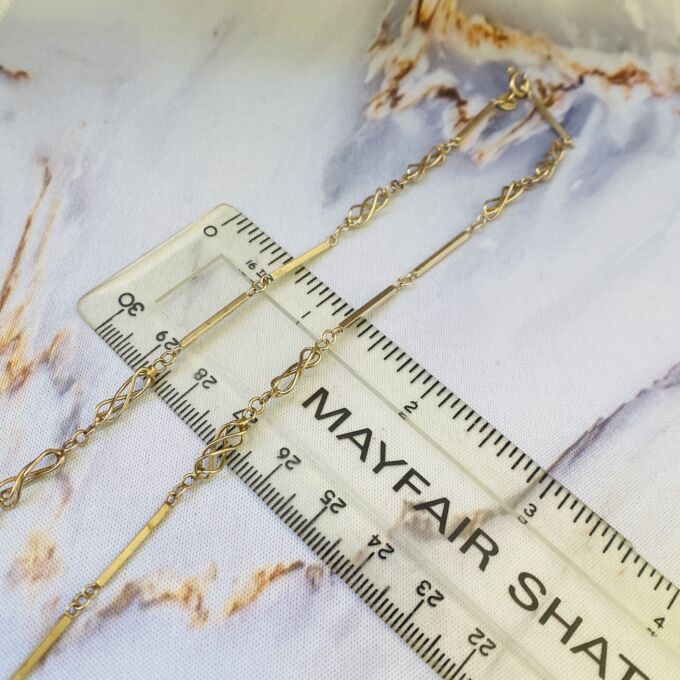 Bar Twist Knot Necklace in 9ct Gold Gems Afire Vintage Jewellery UK